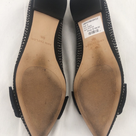 Ann Taylor Black Camryn Studded Bow Flat - Picture 7 of 7